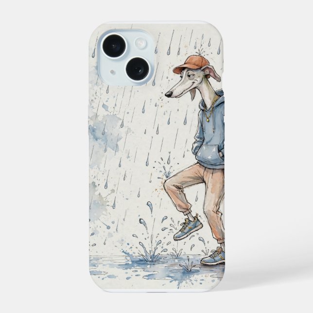 Dancing Dog in Rain iPhone Case (Back)
