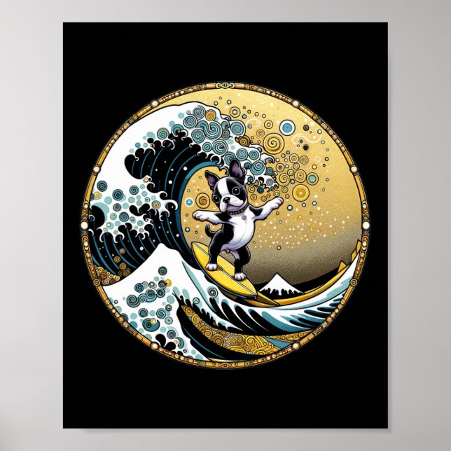 Dancing Dog Surf Board Great Wave Surfing - Boston Poster (Front)