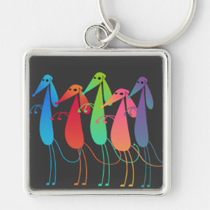 Dancing Dogs Conga Line Keychain