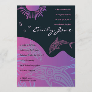 DANCING DOLPHINS Bat Mitzvah Invitation-pink1 Invitation