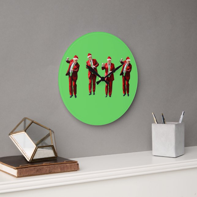 Dancing Donald Trump Christmas MAGA Large Clock (Office)