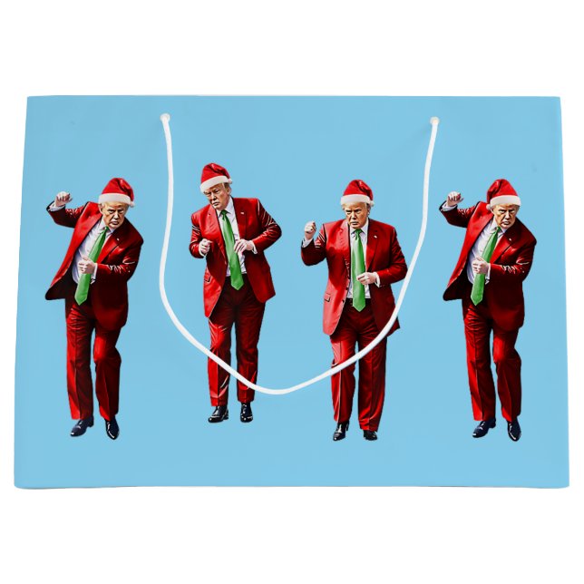 Dancing Donald Trump Christmas MAGA Large Gift Bag (Front)