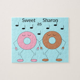 Dancing Doughnuts Light Blue Jigsaw Puzzle