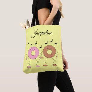 Dancing Doughnuts Light Yellow Tote Bag