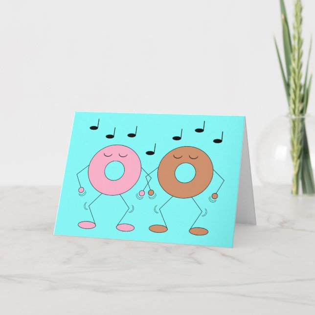 Dancing Doughnuts Pastel Blue: Blank Card (Front)