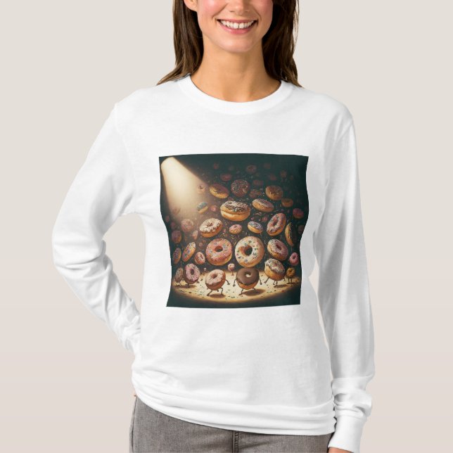 Dancing Doughnuts Surreal Bakery T-Shirt (Front)