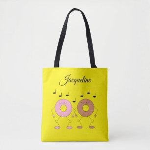 Dancing Doughnuts Yellow Tote Bag