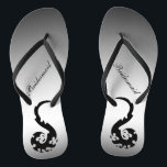 Dancing Dragon Wedding Bridesmaid Flip Flops<br><div class="desc">These elegant yet playful Bridesmaid wedding flip flops feature an Asian motif of joyful dancing dragons in a simple colour scheme of black,  grey and silver.  All text can be customised for your special occasion.</div>
