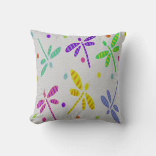 Dancing Dragonflies Abstract Art Cushion