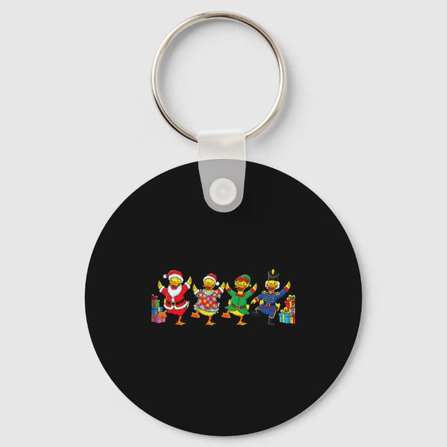 Dancing Ducks Christmas Cute Holiday Party Apparel Key Ring (Front)