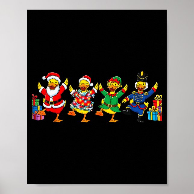 Dancing Ducks Christmas Cute Holiday Party Apparel Poster (Front)
