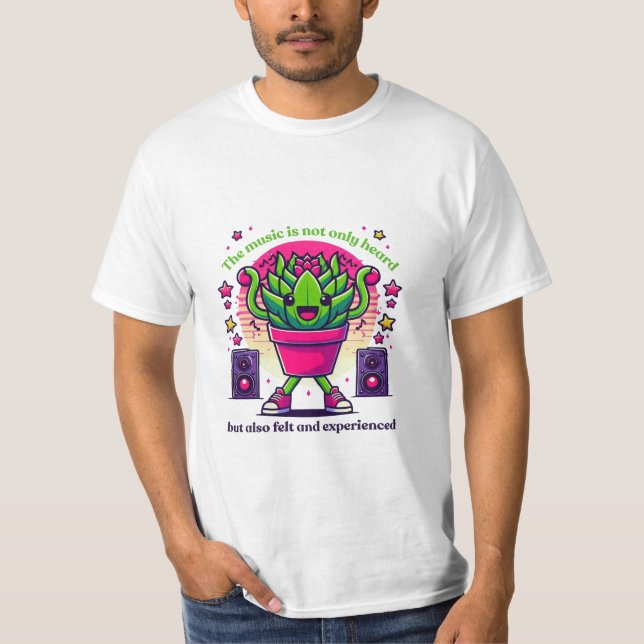 Dancing Echeveria: Cute Kawaii Succulent Party T-Shirt (Front)