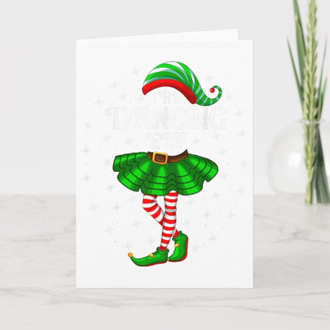 Dancing Elf Christmas Family Matching Women Girls  Card (Front)