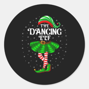 Dancing Elf Christmas Family Matching Women Girls Classic Round Sticker