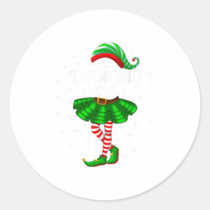 Dancing Elf Christmas Family Matching Women Girls  Classic Round Sticker