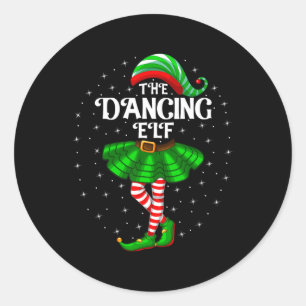 Dancing Elf Christmas Family Matching Women Girls  Classic Round Sticker