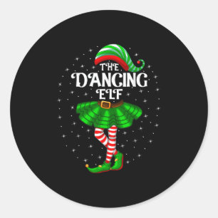 Dancing Elf Christmas Family Matching Women Girls Classic Round Sticker