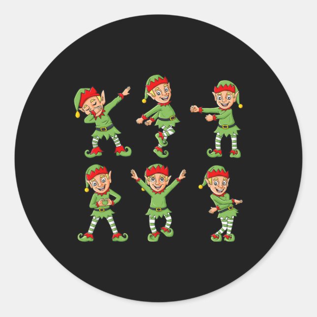 Dancing Elf Dance Challenge Boys Girls Kids Xmas  Classic Round Sticker (Front)