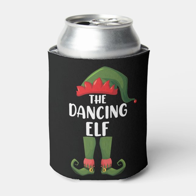 Dancing Elf Family Matching Group Christmas Party  Can Cooler (Can Front)