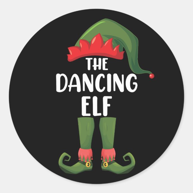Dancing Elf Family Matching Group Christmas Party  Classic Round Sticker (Front)