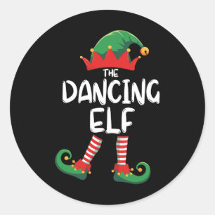 Dancing Elf Matching Family Group Christmas Party Classic Round Sticker