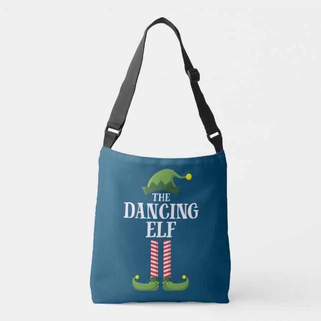 Dancing Elf Matching Family Group Christmas Party Crossbody Bag (Front)