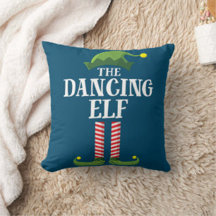 Dancing Elf Matching Family Group Christmas Party Cushion
