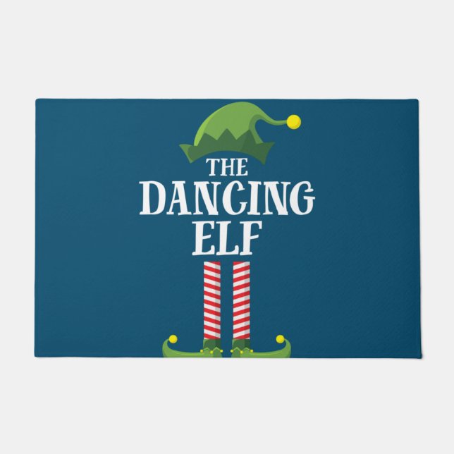 Dancing Elf Matching Family Group Christmas Party Doormat (Front)