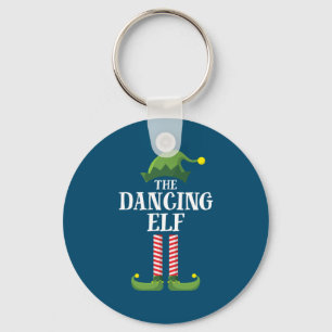 Dancing Elf Matching Family Group Christmas Party Key Ring