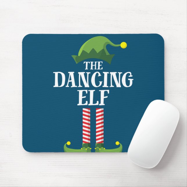Dancing Elf Matching Family Group Christmas Party Mouse Mat (With Mouse)