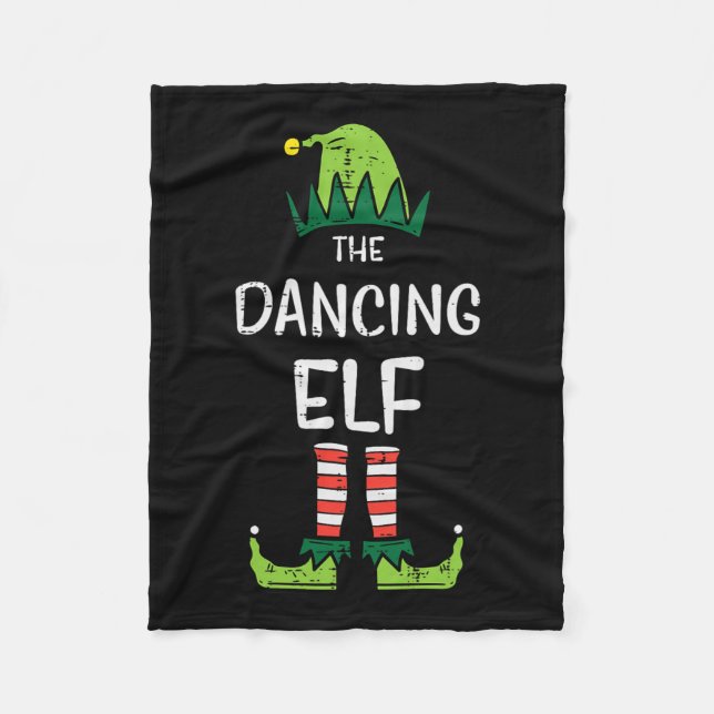 Dancing Elf Xmas Pjs Matching Christmas Pyjamas Fa Fleece Blanket (Front)