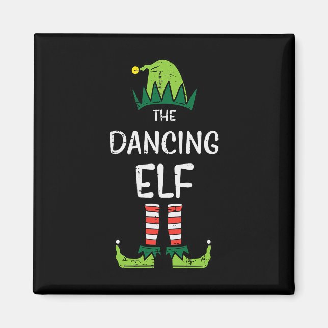 Dancing Elf Xmas Pjs Matching Christmas Pyjamas Fa Magnet (Front)