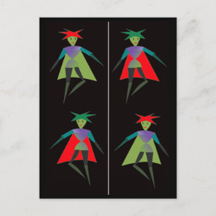 Dancing elves bookmark postcard