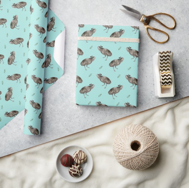 Dancing Emu Pattern Wrapping Paper (Crafts)