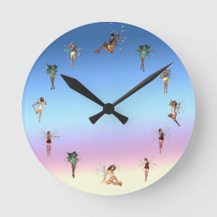 Dancing Fairies Round Clock