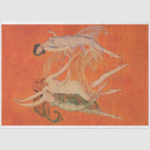 Dancing Fairies Three Graces Artwork Art Orange Tissue Paper