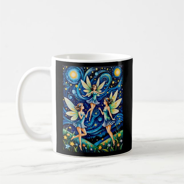 Dancing Fairies Under Starry Sky Tee Coffee Mug (Left)