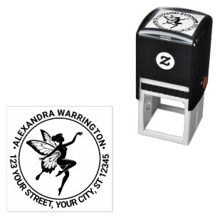 Dancing Fairy Butterfly Wings Name Ret Address #2 Self-inking Stamp