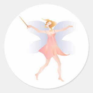 Dancing Fairy with Magic Wand Classic Round Sticker