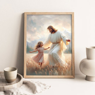 Dancing Faith, Christian Art, Jesus and Girl Danci Poster