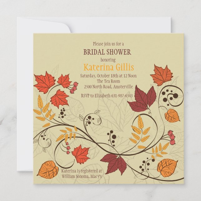 Dancing Fall Leaves Invitation (Front)