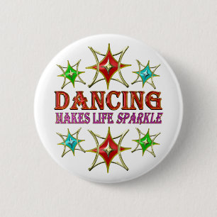 DANCING FANCY STARS 6 CM ROUND BADGE