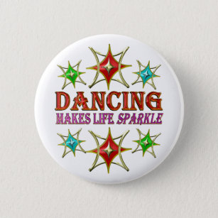DANCING FANCY STARS 6 CM ROUND BADGE