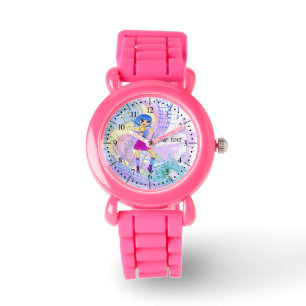 Dancing fashion illustration with bright blue hair watch