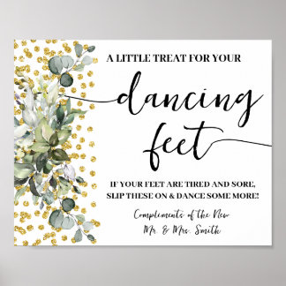 Dancing Feet Flip Flops Wedding Eucalyptus Sign