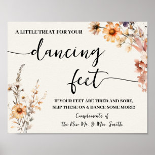 Dancing Feet Flip Flops Wedding Fall Wildflowers Poster