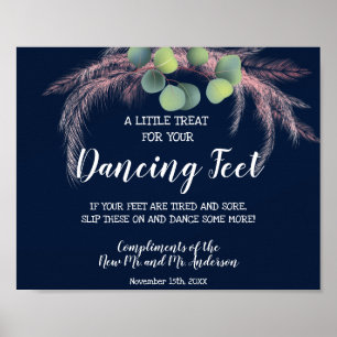 Dancing Feet Flip Flops Wedding Pampas Grass Poster