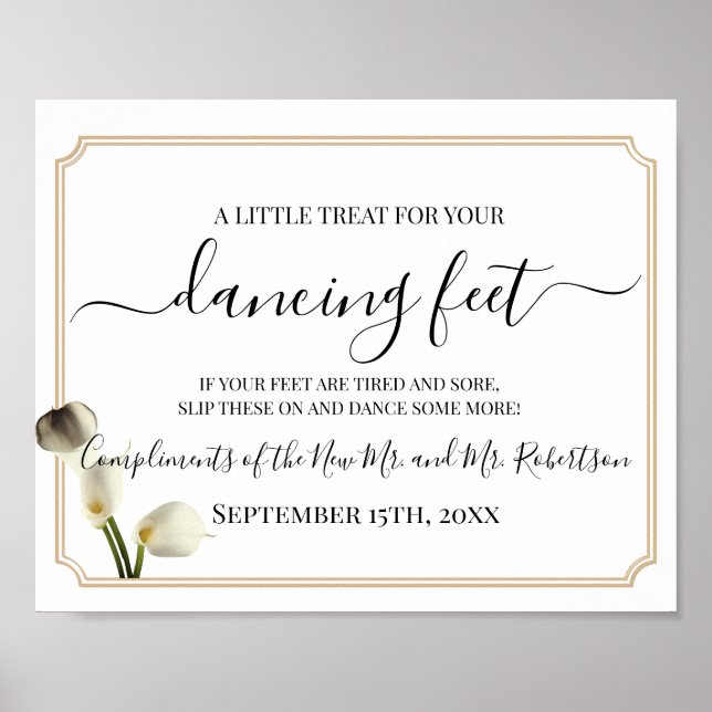 Dancing Feet Flip Flops Wedding Reception Sign (Front)