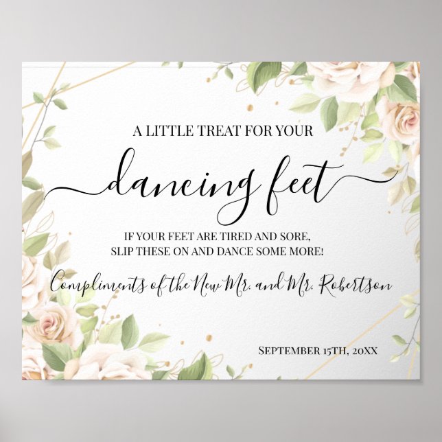 Dancing Feet Flip Flops Wedding Reception Sign (Front)