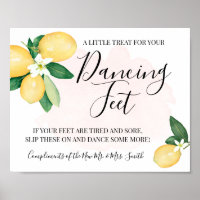 Dancing Feet Sign Flip Flops Wedding Lemons Pink